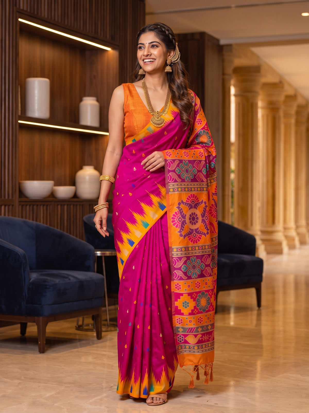 MIMOSA Rani Berhampuri Saree — pose 9 styling detail