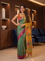 MIMOSA Sapphire Berhampuri Saree — pose 4 styling detail