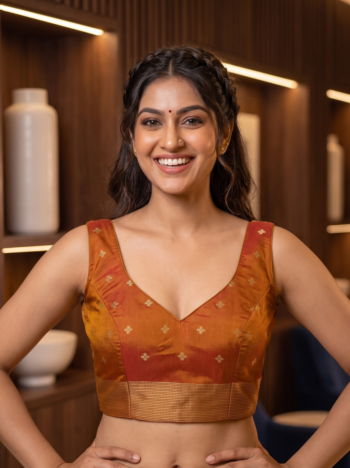 MIMOSA Sapphire Berhampuri Saree — blouse close-up
