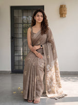 MIMOSA Chiku Banarasi Saree — pose 8 styling detail