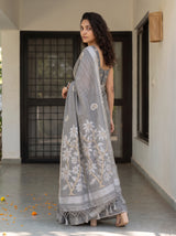 MIMOSA Grey Banarasi Saree — pose 5 styling detail