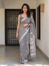 MIMOSA Grey Banarasi Saree — pose 6 styling detail