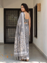 MIMOSA Grey Banarasi Saree — pose 7 styling detail