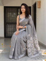 MIMOSA Grey Banarasi Saree — pose 8 styling detail