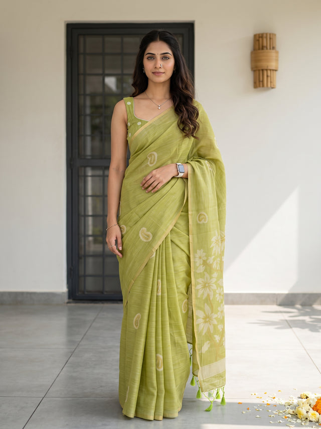 MIMOSA Liril Banarasi Saree — front view on mannequin