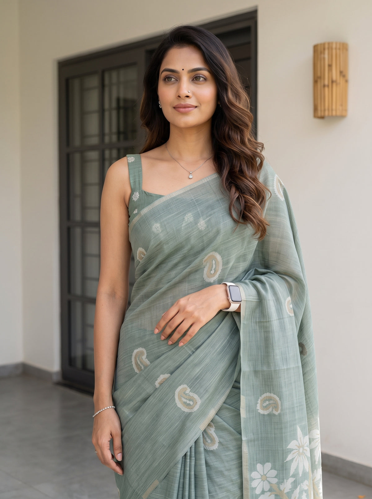 MIMOSA Rama Banarasi Saree — pose 10 styling detail
