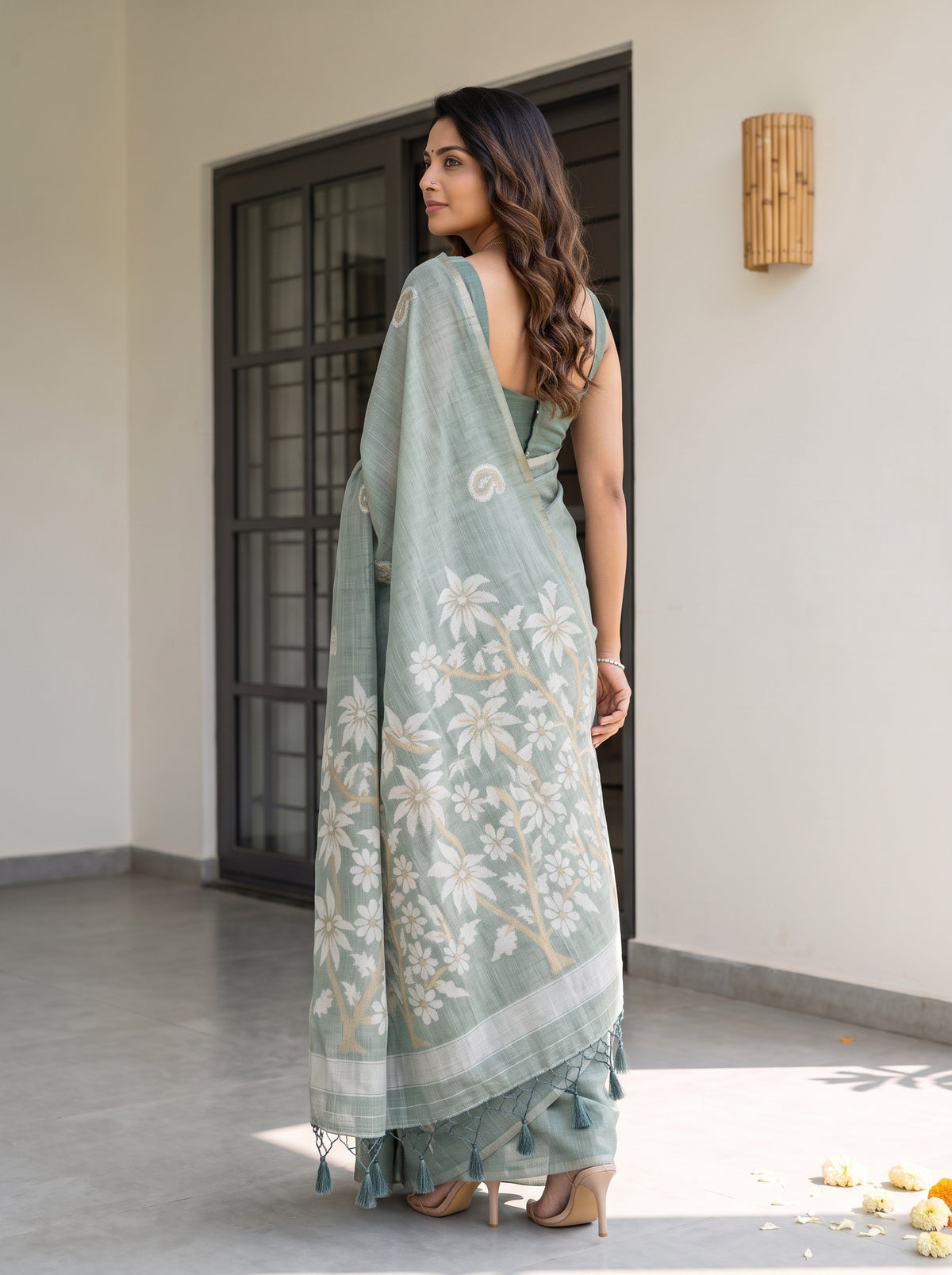 MIMOSA Rama Banarasi Saree — pose 5 styling detail