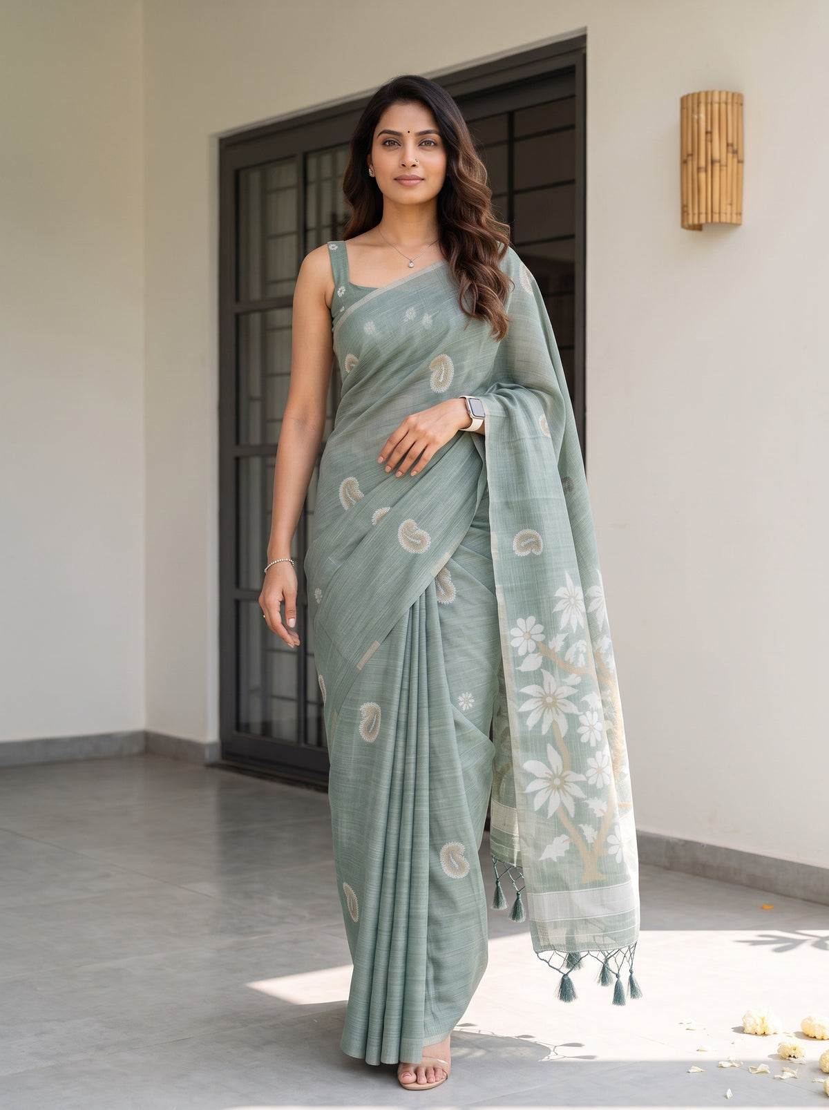 MIMOSA Rama Banarasi Saree — pose 6 styling detail
