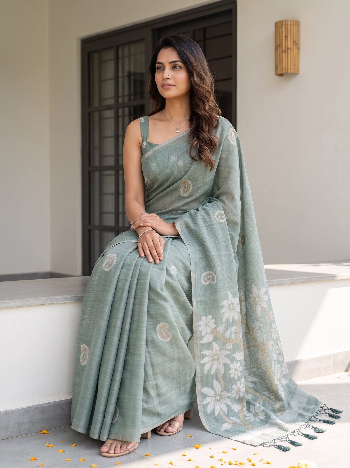 MIMOSA Rama Banarasi Saree — pose 8 styling detail