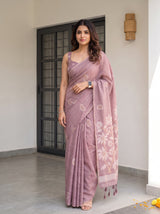 MIMOSA Wine Banarasi Saree — pose 10 styling detail