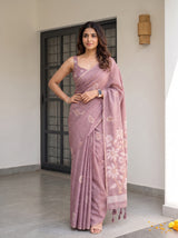MIMOSA Wine Banarasi Saree — pose 4 styling detail