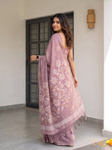 MIMOSA Wine Banarasi Saree — pose 5 styling detail