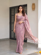 MIMOSA Wine Banarasi Saree — pose 6 styling detail