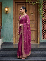MIMOSA Gajari Banarasi Saree — pose 3 styling detail