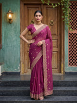 MIMOSA Gajari Banarasi Saree — pose 4 styling detail