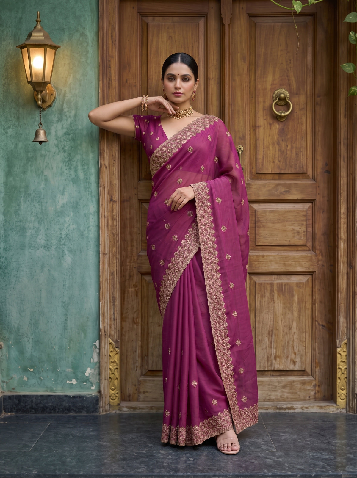 MIMOSA Gajari Banarasi Saree — pose 5 styling detail