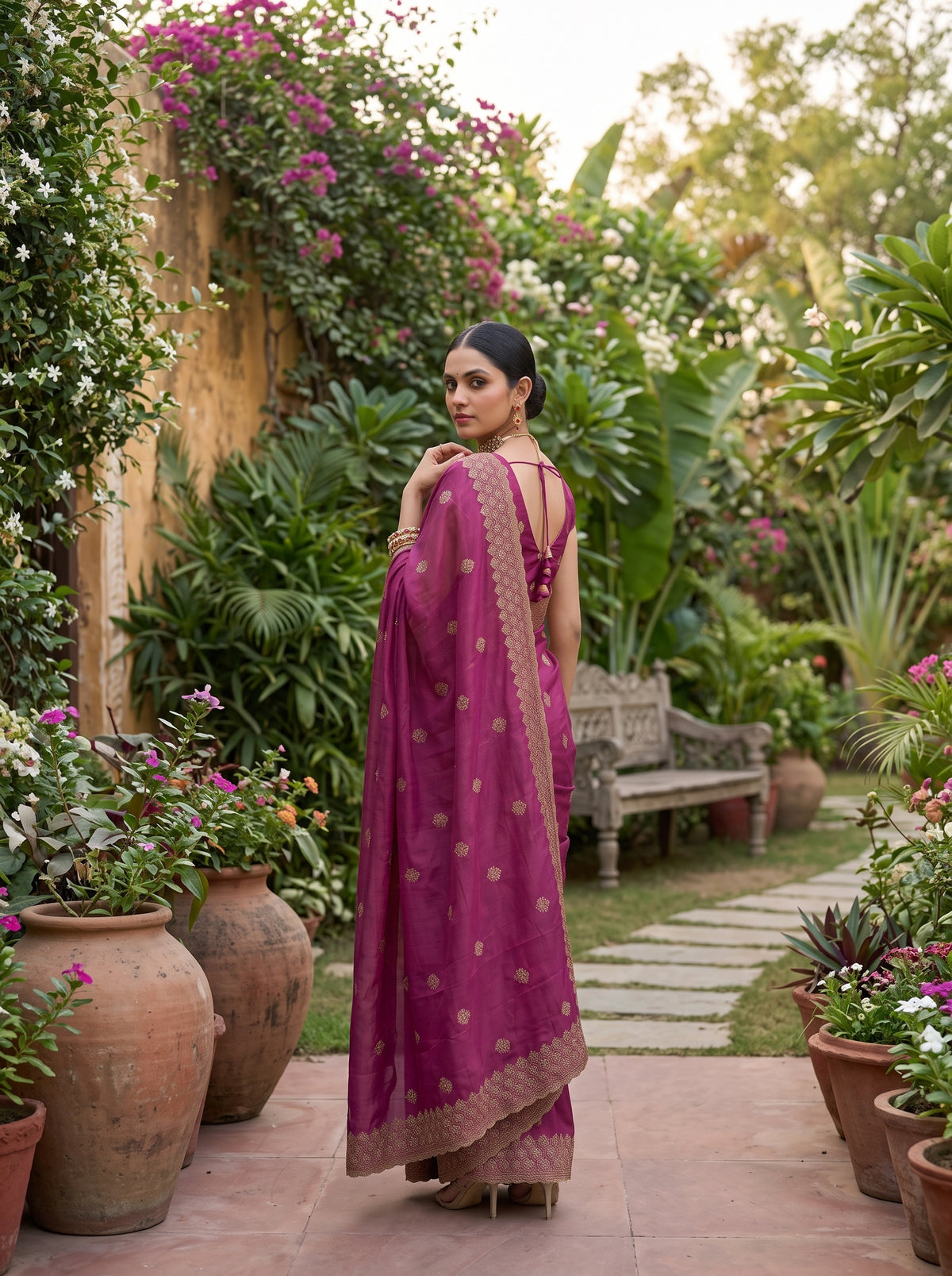 MIMOSA Gajari Banarasi Saree — pose 7 styling detail