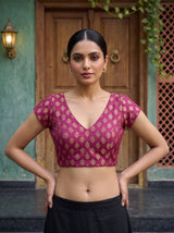 MIMOSA Gajari Banarasi Saree — blouse close-up