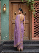 MIMOSA Lavender Banarasi Chiffon Saree — Saree shot pallu and body