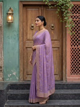 MIMOSA Lavender Banarasi Saree — pose 3 styling detail
