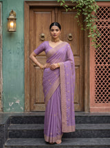 MIMOSA Lavender Banarasi Saree — pose 4 styling detail
