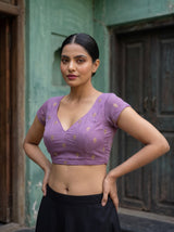 MIMOSA Lavender Banarasi Saree — blouse close-up