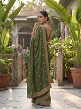 MIMOSA Olive Banarasi Saree — pose 7 styling detail