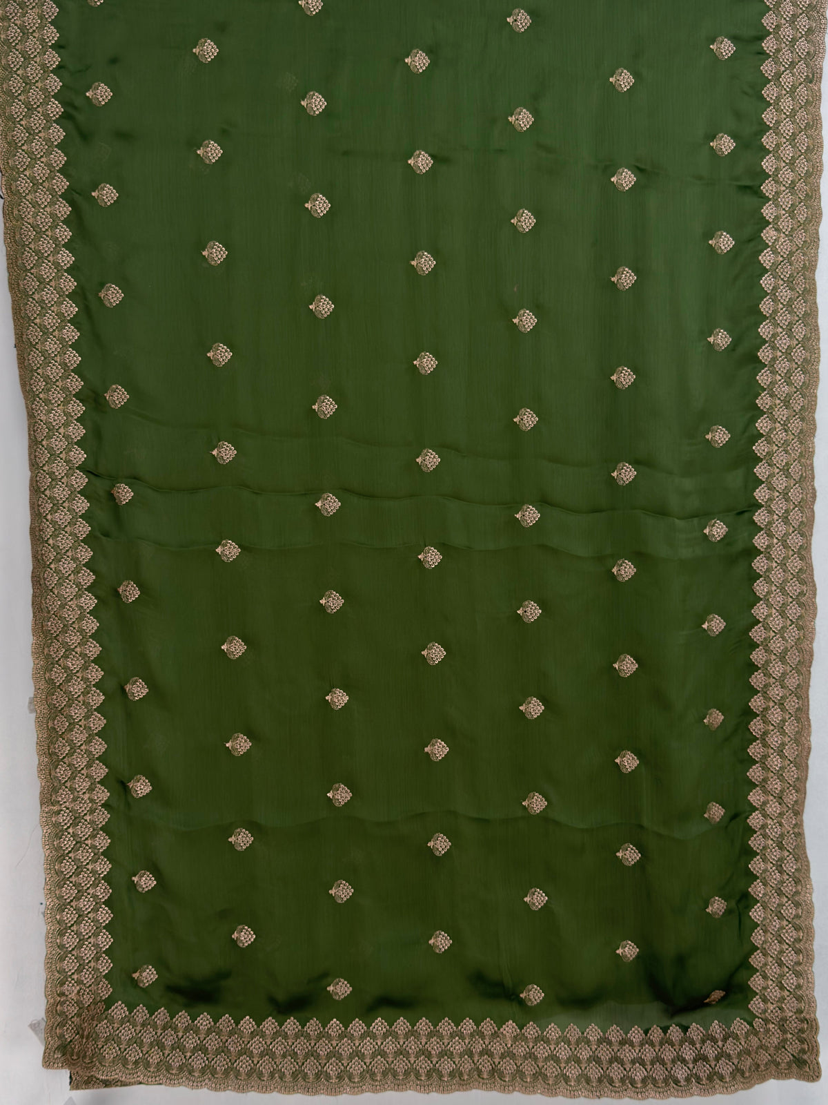 MIMOSA Olive Banarasi Saree — pallu and zari work detail