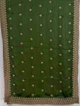 MIMOSA Olive Banarasi Saree — pallu and zari work detail