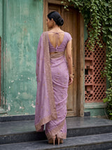 MIMOSA Pink Banarasi Chiffon Saree — Saree shot pallu and body