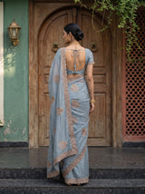 MIMOSA Ananda Banarasi Chiffon Saree — Saree pallu and body shot
