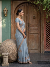 MIMOSA Ananda Banarasi Chiffon Saree — pose 3 styling detail