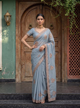 MIMOSA Ananda Banarasi Chiffon Saree — pose 4 styling detail