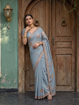 MIMOSA Ananda Banarasi Chiffon Saree — pose 5 styling detail