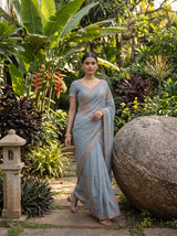 MIMOSA Ananda Banarasi Chiffon Saree — pose 6 styling detail