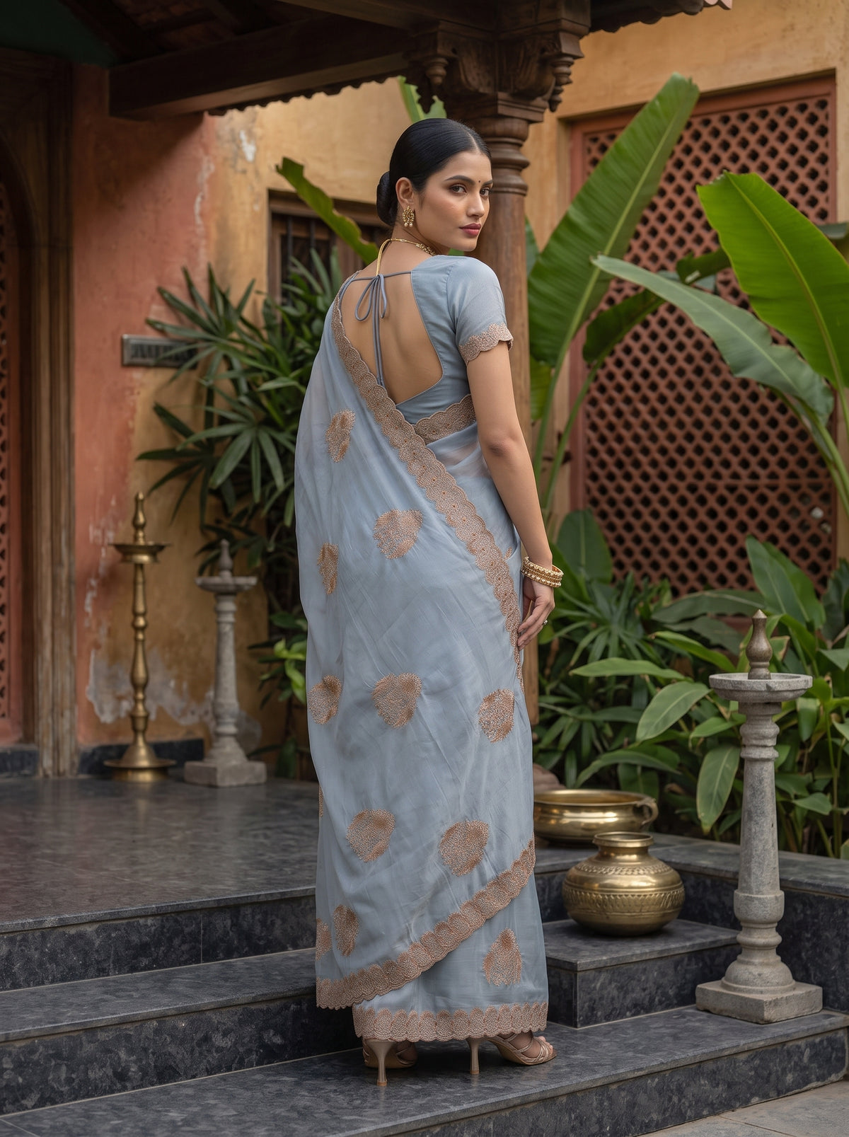 MIMOSA Ananda Banarasi Chiffon Saree — pose 7 styling detail