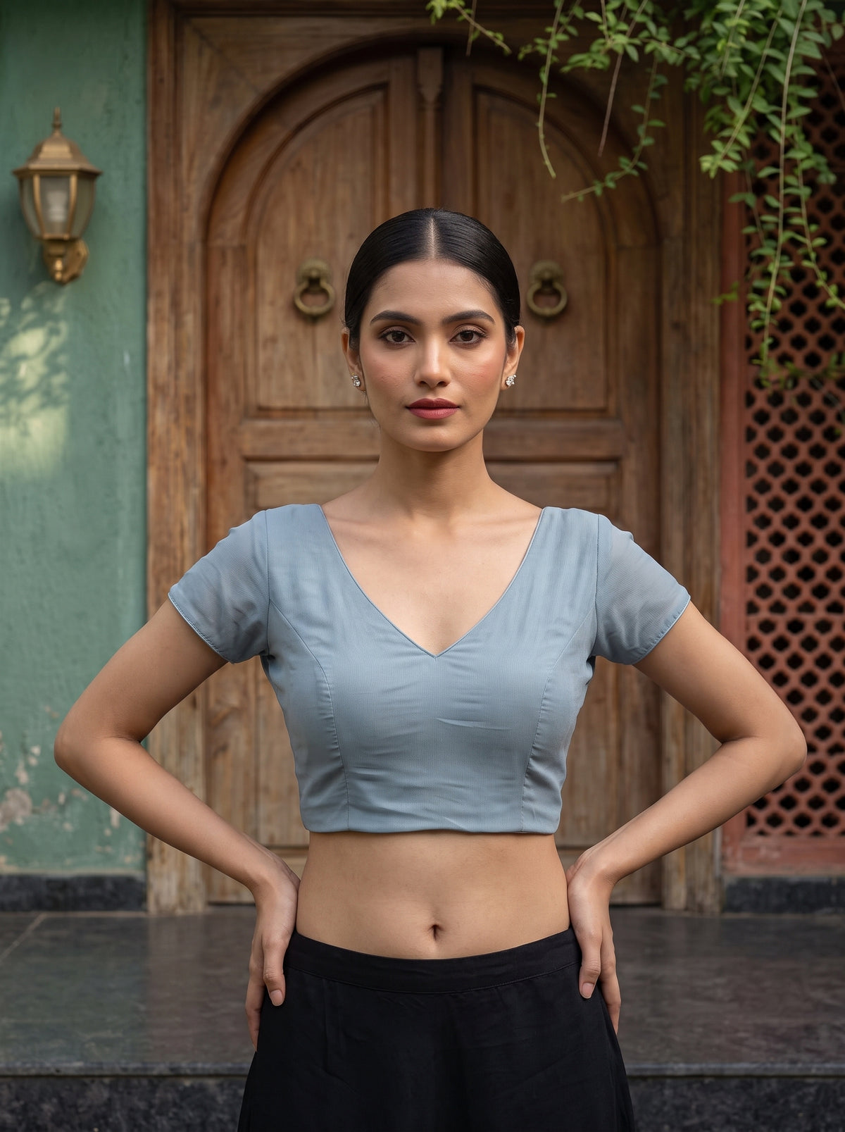 MIMOSA Ananda Banarasi Chiffon Saree — blouse close-up