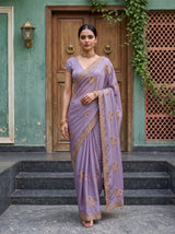 MIMOSA Lavender Banarasi Chiffon Saree — pose 6 styling detail
