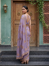 MIMOSA Lavender Banarasi Chiffon Saree — pose 7 styling detail