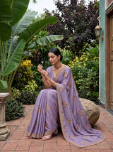 MIMOSA Lavender Banarasi Chiffon Saree — pose 8 styling detail