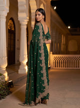 MIMOSA Bottle Green Banarasi Saree — pose 7 styling detail