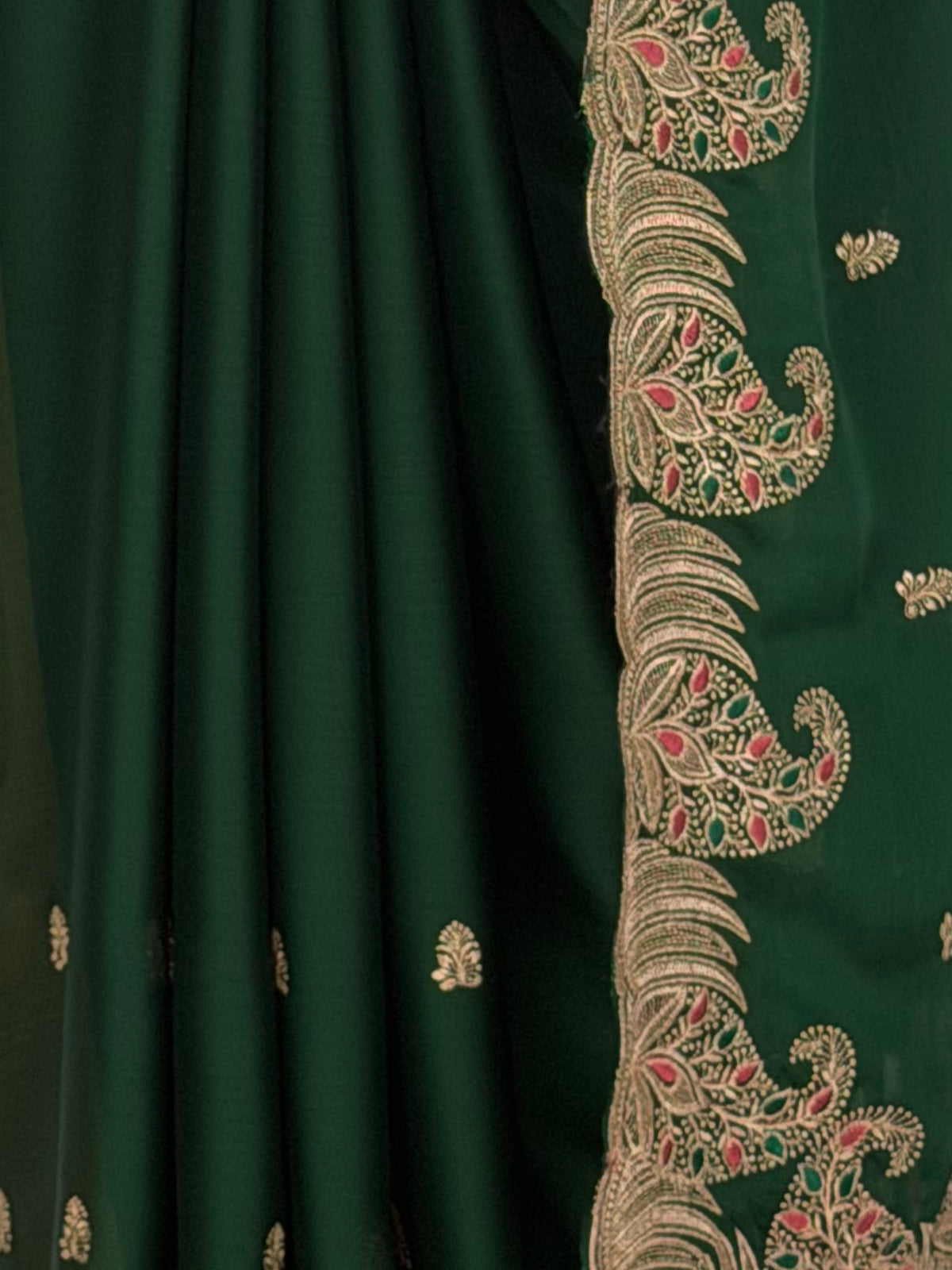 MIMOSA Bottle Green Banarasi Saree — fleets shot full lifestyle