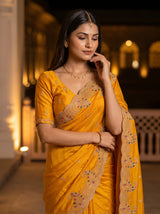MIMOSA Gold Banarasi Saree — pose 10 styling detail