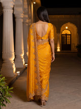 MIMOSA Gold Banarasi Saree — pose 2 styling detail