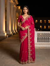 MIMOSA Rani Banarasi Saree — front view on mannequin