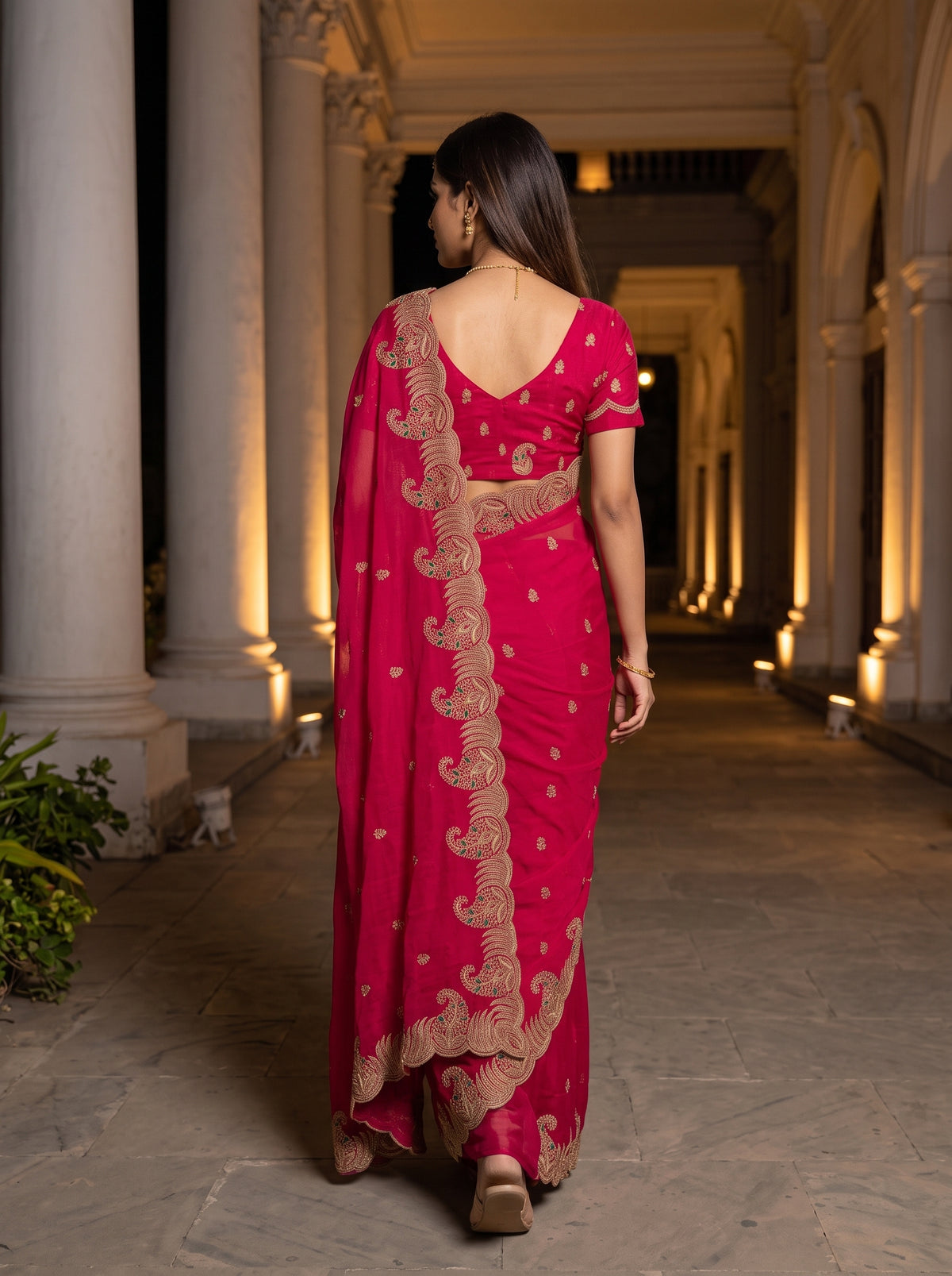 MIMOSA Rani Banarasi Saree — pose 2 styling detail