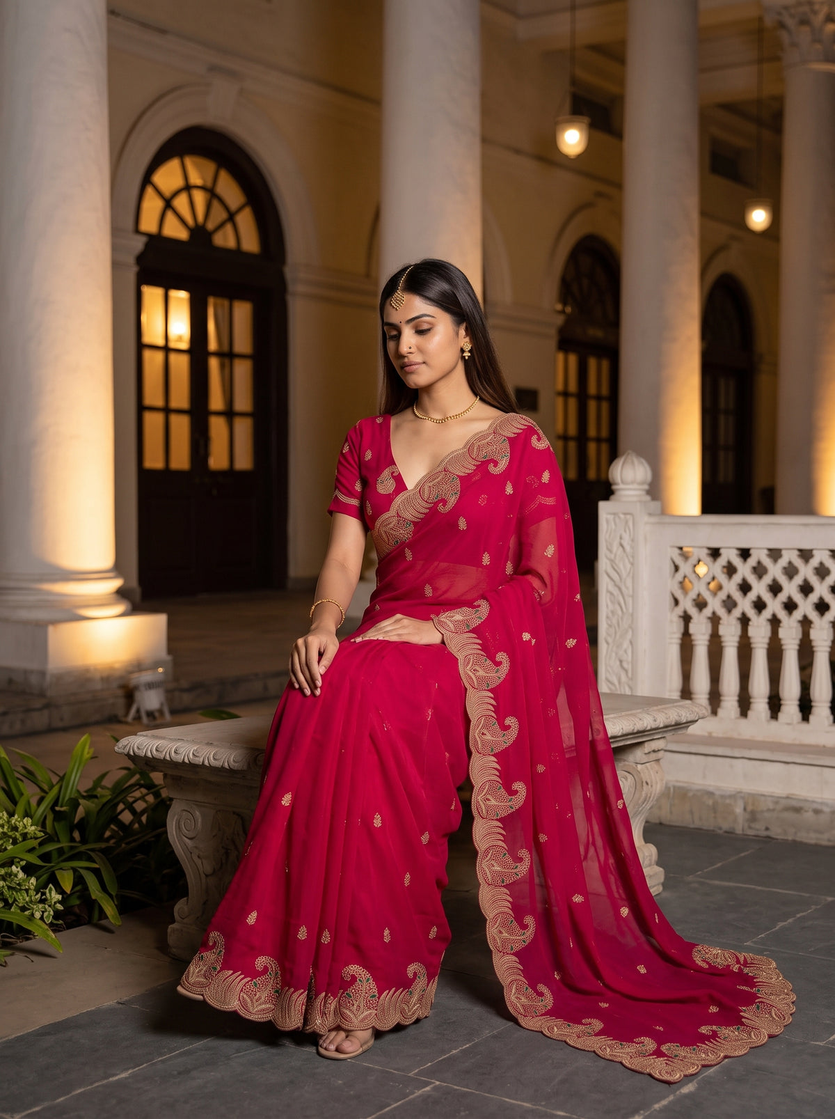 MIMOSA Rani Banarasi Saree — pose 8 styling detail