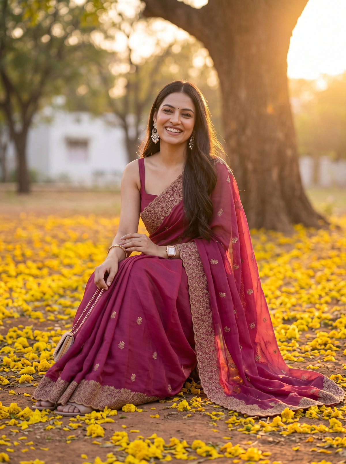 MIMOSA Gajari Banarasi Saree — pose 8 styling detail