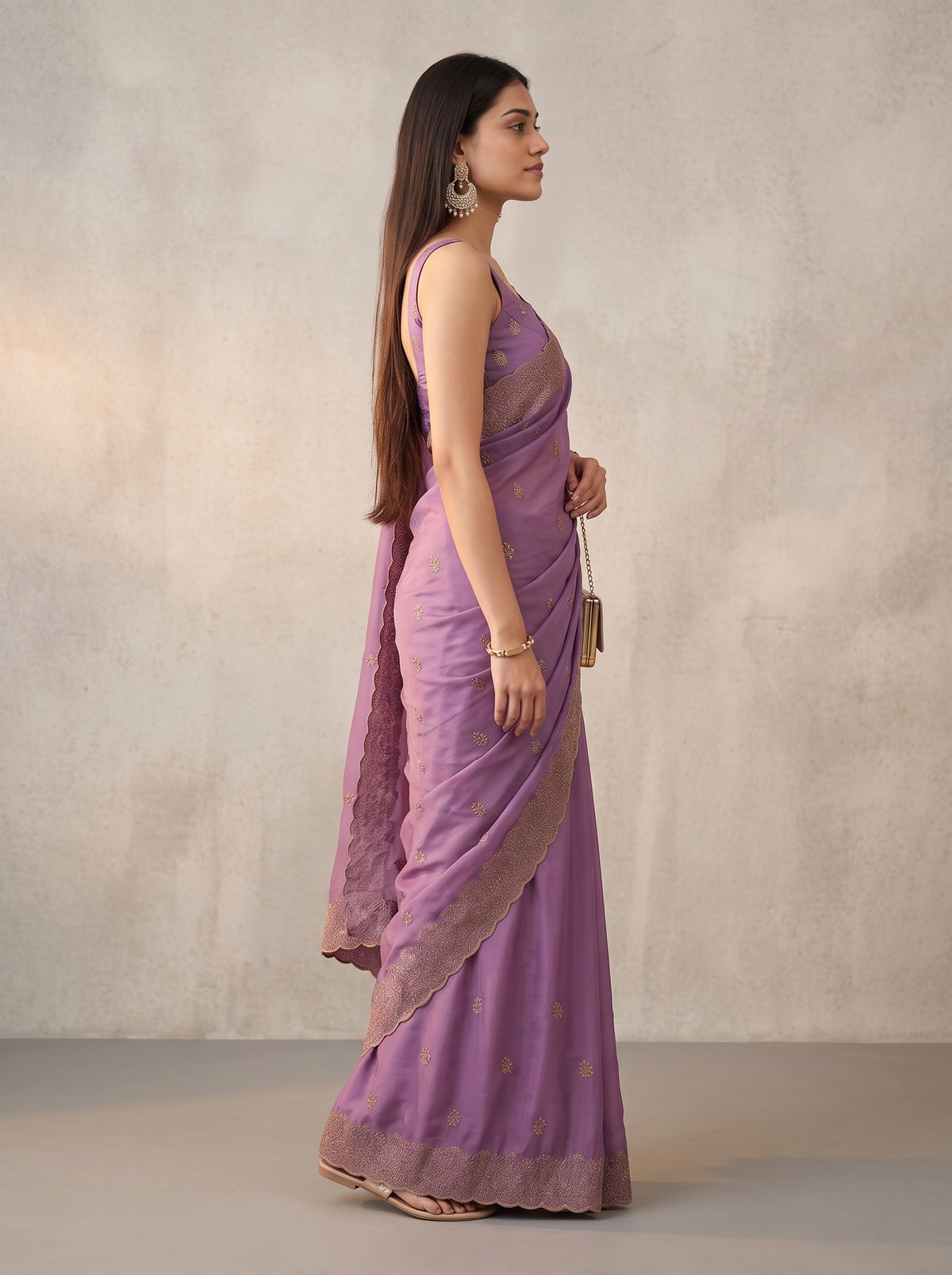 MIMOSA Lavender Banarasi Chiffon Saree — Saree shot pallu + body