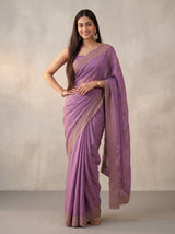 MIMOSA Lavender Banarasi Saree — pose 4 styling detail